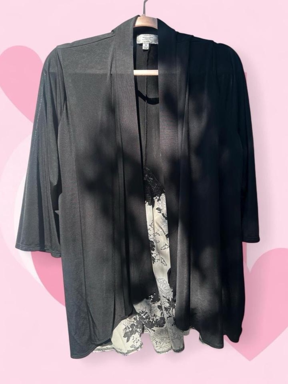 Women's Black Open-Front Kimono Robe - Shannon Ford NY